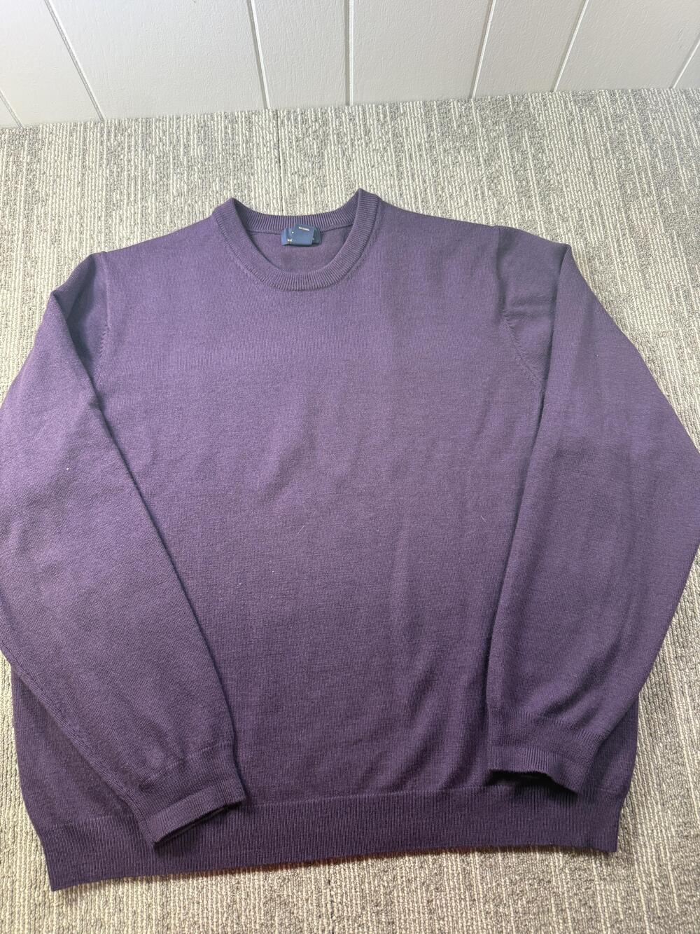Brooks Brothers Sweater Mens XL Purple 346 Merino Wool Stretch Crewneck Pullover